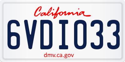 CA license plate 6VDI033