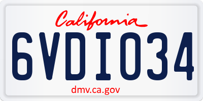 CA license plate 6VDI034
