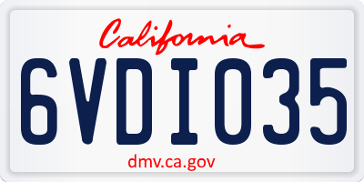 CA license plate 6VDI035