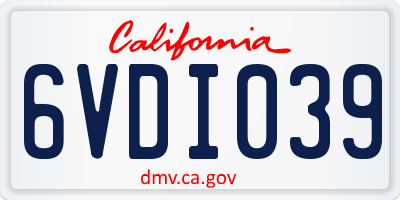 CA license plate 6VDI039