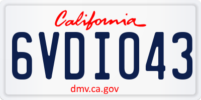 CA license plate 6VDI043