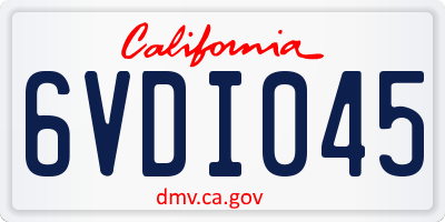 CA license plate 6VDI045