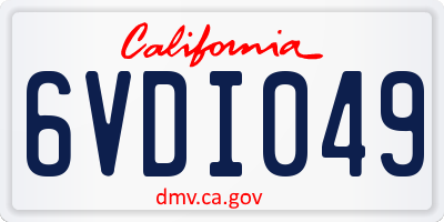 CA license plate 6VDI049