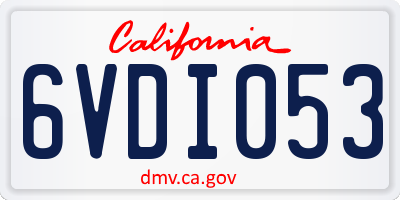 CA license plate 6VDI053