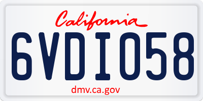 CA license plate 6VDI058