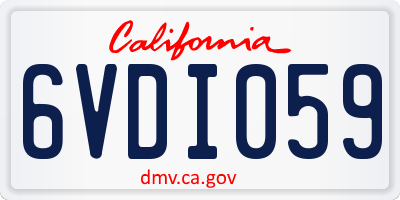 CA license plate 6VDI059