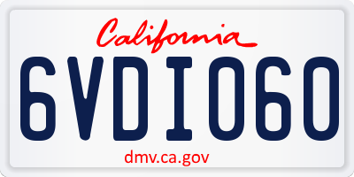 CA license plate 6VDI060