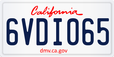 CA license plate 6VDI065