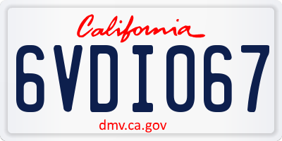 CA license plate 6VDI067