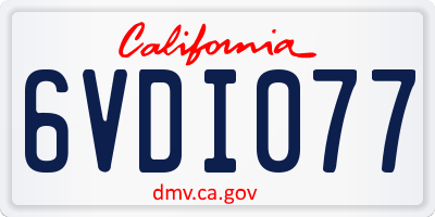 CA license plate 6VDI077