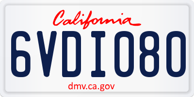 CA license plate 6VDI080
