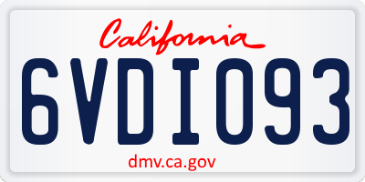 CA license plate 6VDI093