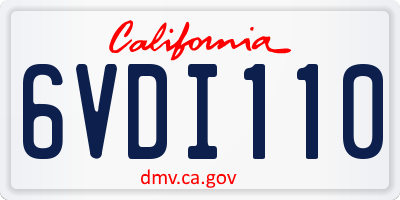 CA license plate 6VDI110
