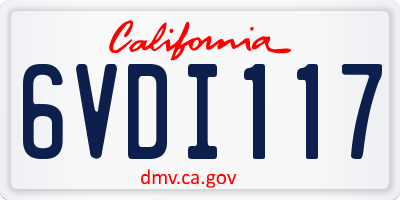 CA license plate 6VDI117