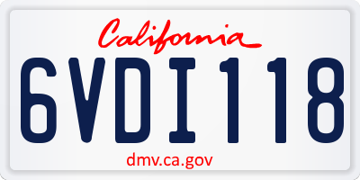 CA license plate 6VDI118