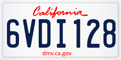 CA license plate 6VDI128