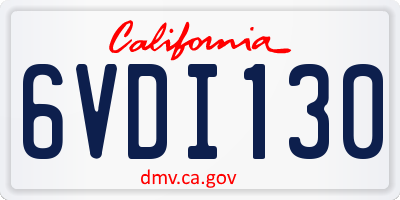 CA license plate 6VDI130