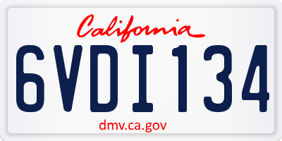 CA license plate 6VDI134