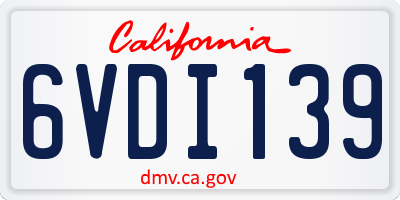 CA license plate 6VDI139