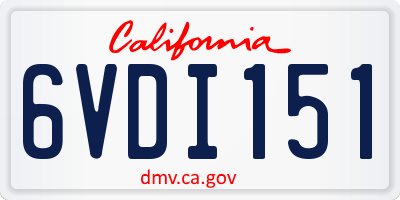 CA license plate 6VDI151