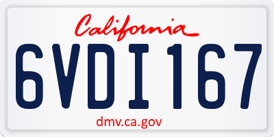 CA license plate 6VDI167