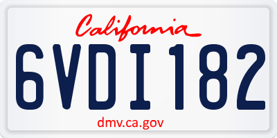CA license plate 6VDI182