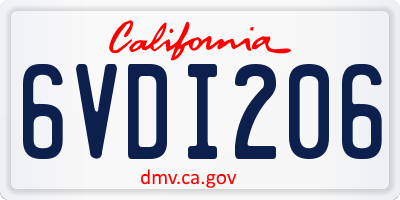 CA license plate 6VDI206