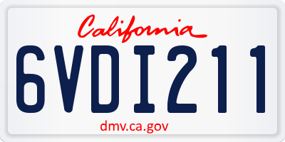 CA license plate 6VDI211
