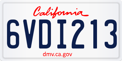 CA license plate 6VDI213