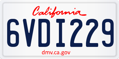 CA license plate 6VDI229