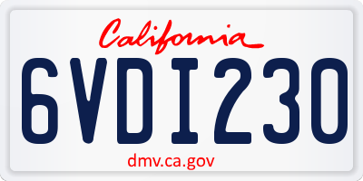 CA license plate 6VDI230