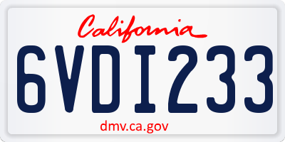 CA license plate 6VDI233