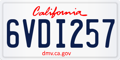 CA license plate 6VDI257