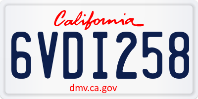 CA license plate 6VDI258