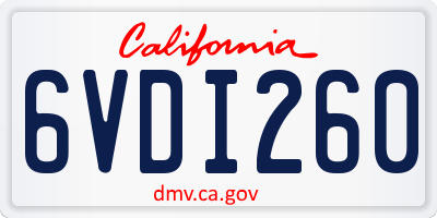 CA license plate 6VDI260