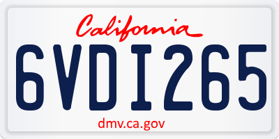 CA license plate 6VDI265