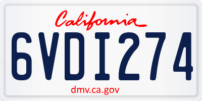 CA license plate 6VDI274