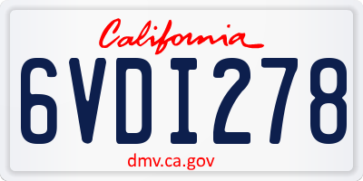 CA license plate 6VDI278