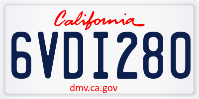 CA license plate 6VDI280