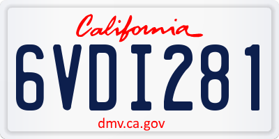 CA license plate 6VDI281