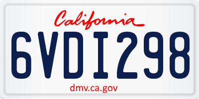 CA license plate 6VDI298