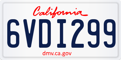 CA license plate 6VDI299