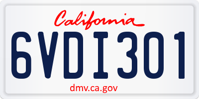 CA license plate 6VDI301