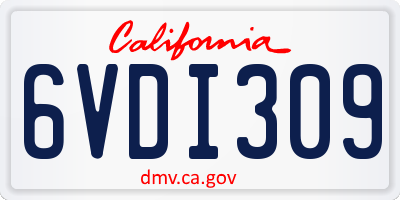 CA license plate 6VDI309