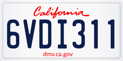 CA license plate 6VDI311