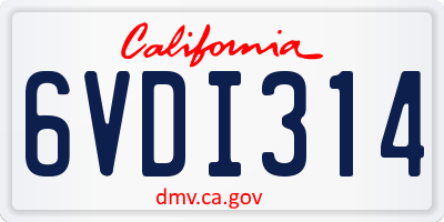 CA license plate 6VDI314