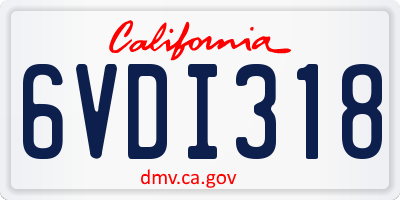CA license plate 6VDI318