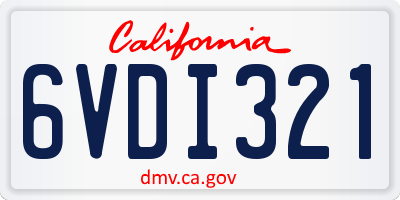 CA license plate 6VDI321