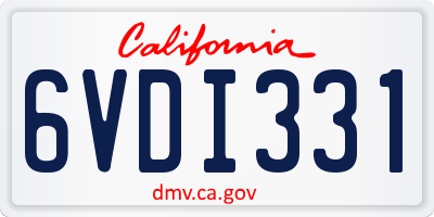 CA license plate 6VDI331