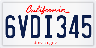 CA license plate 6VDI345